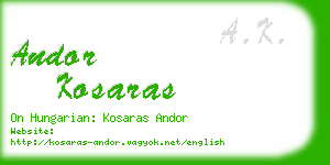 andor kosaras business card